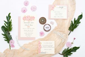 pink watercolor floral invitation suite wedding