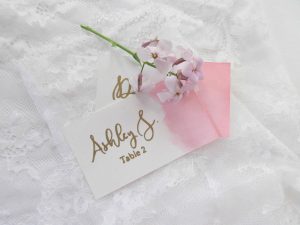 watercolor and gold escort cards place cards wedding cards