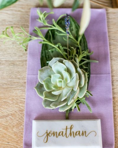 marble place card with gold