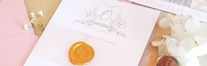 custom wedding invitation with wax seal