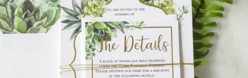 succulant wedding invitation detail cards