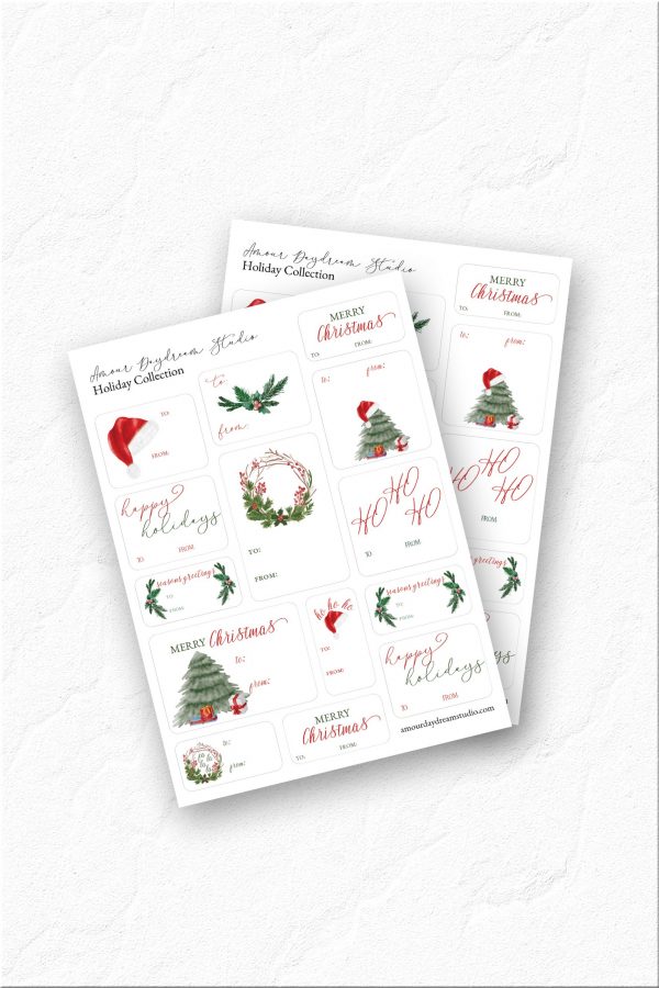 Christmas Sticker gift tag sheet