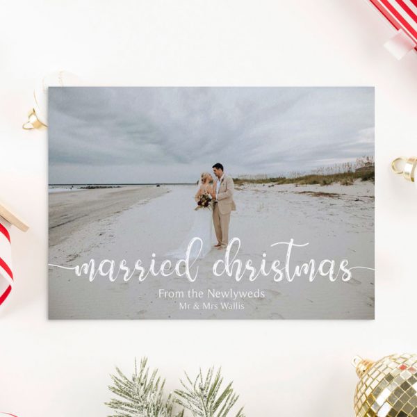 newly married holiday photo card married christmas