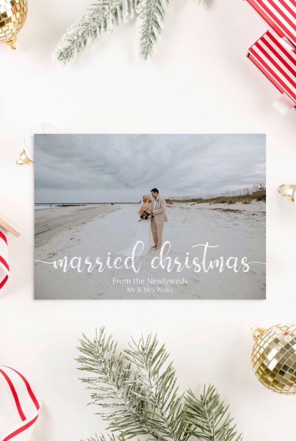 newly married holiday photo card married christmas