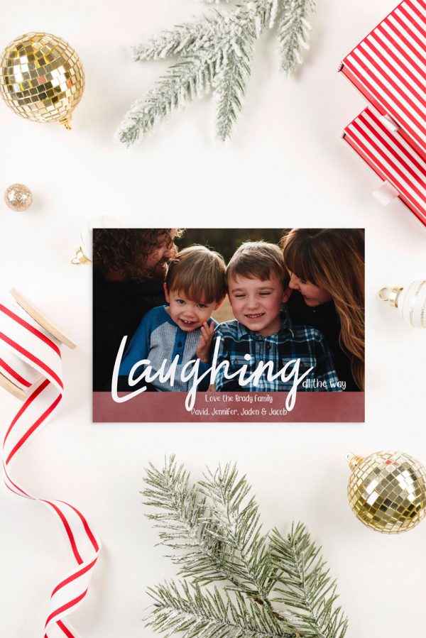 laughing all the way funny holiday photo card