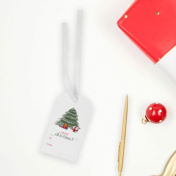 merry christmas with tree gift tag