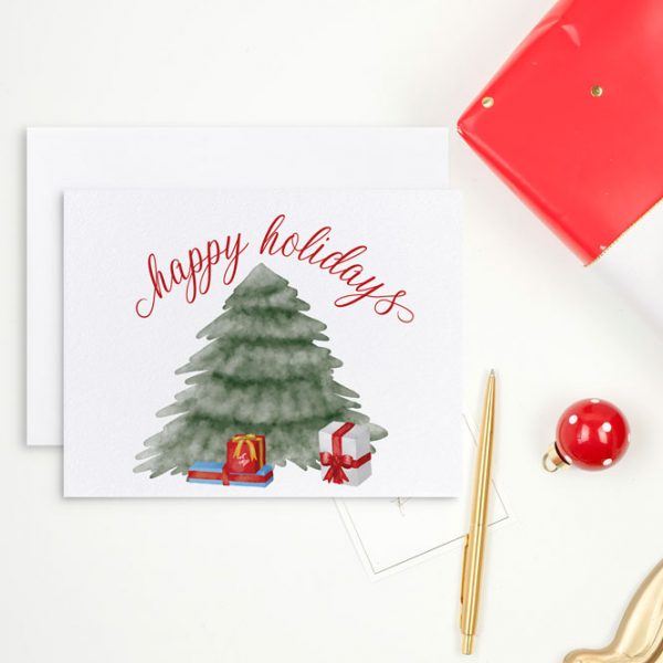 happy holidays christmas folded blank holiday card
