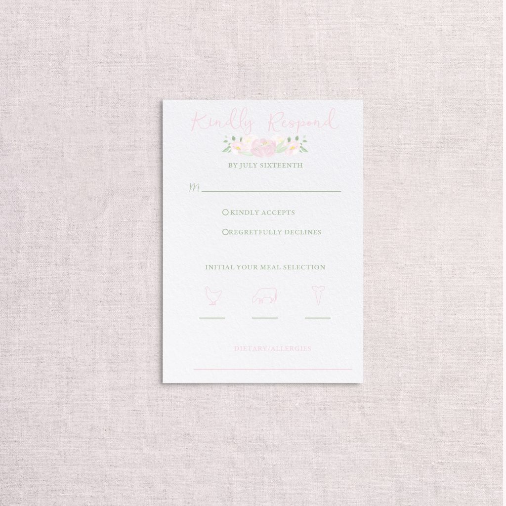 watercolor wedding crest wedding rsvp card