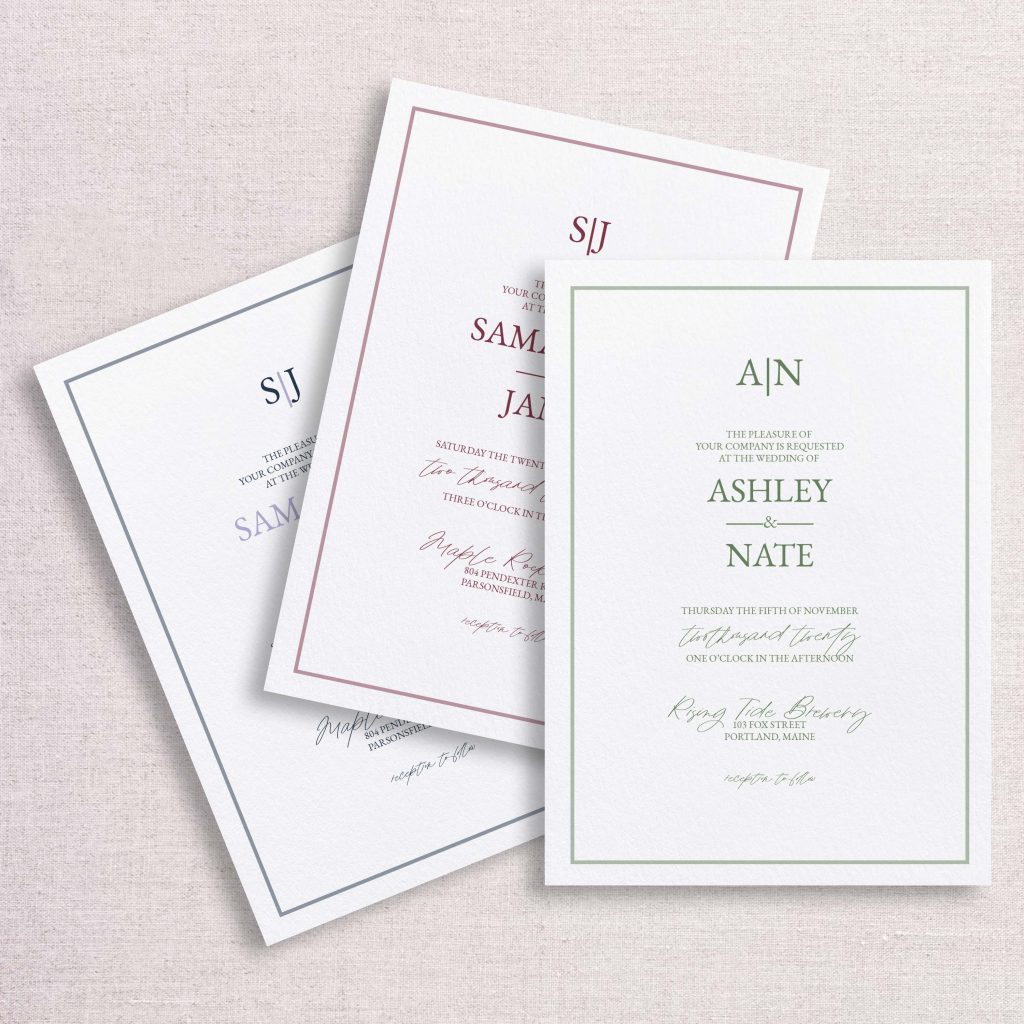 simple monogram wedding invitation