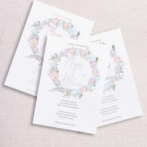 Watercolor Floral wreath pastel floral wedding invitations