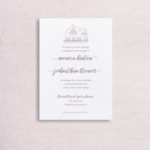 Watercolor floral venue illustration wedding invitation