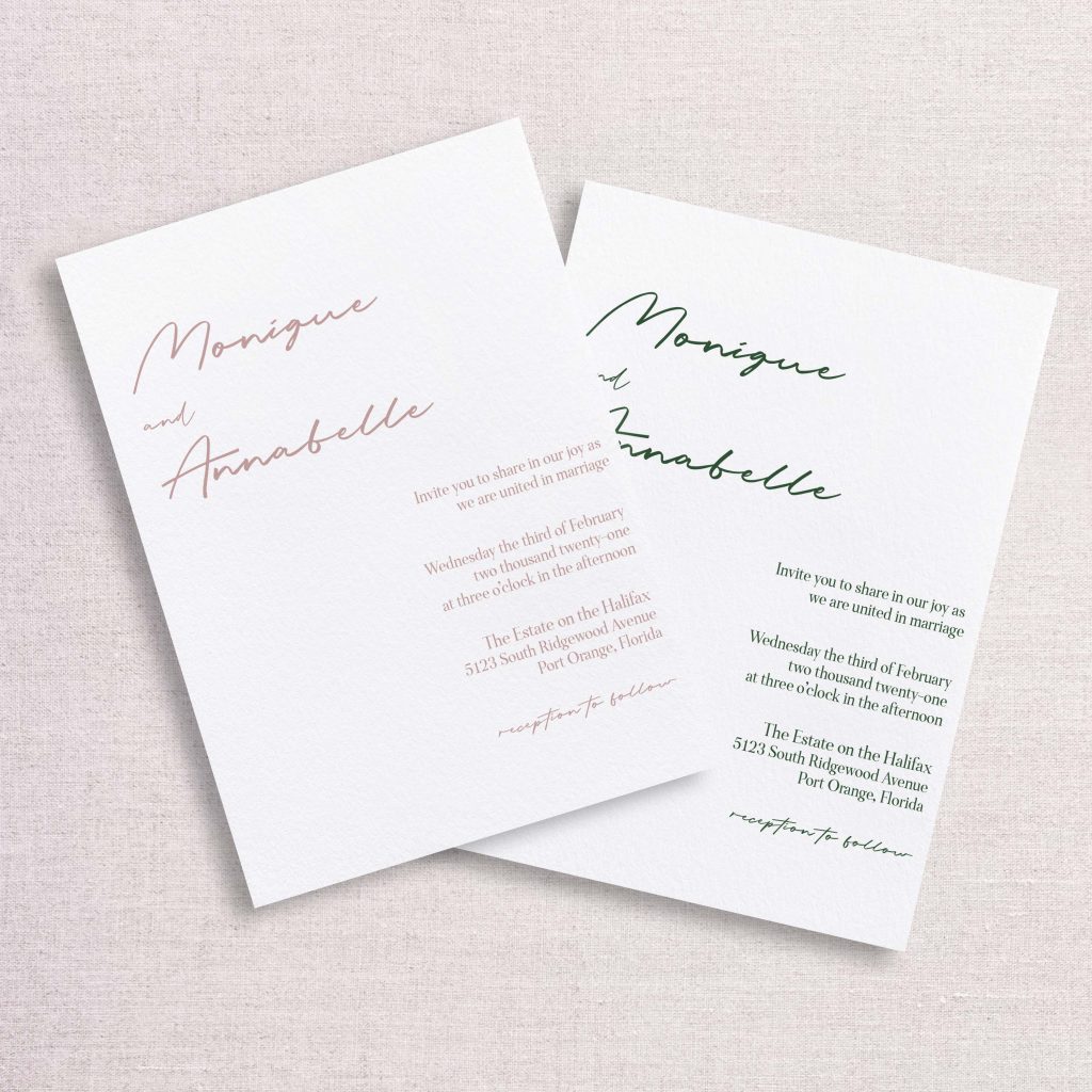 Modern simple minimalist wedding invitation