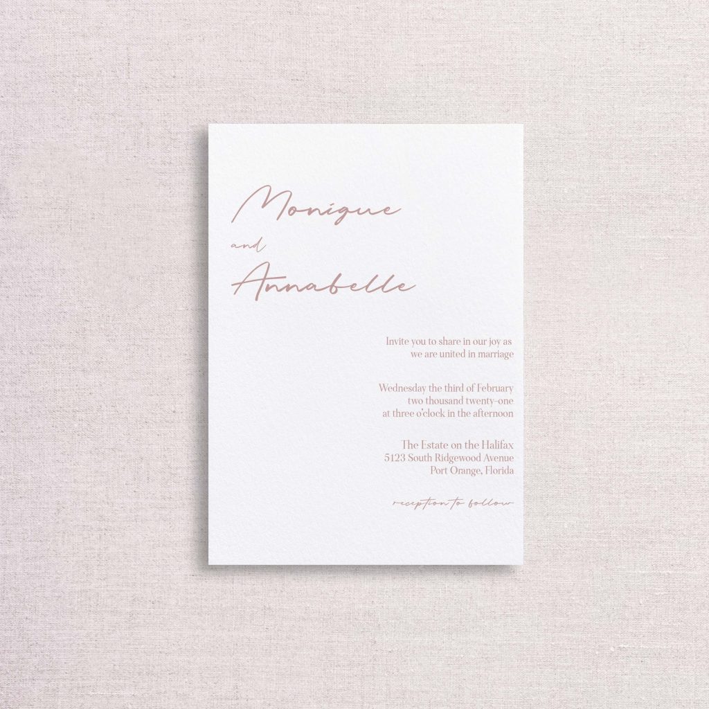 Modern simple minimalist wedding invitation