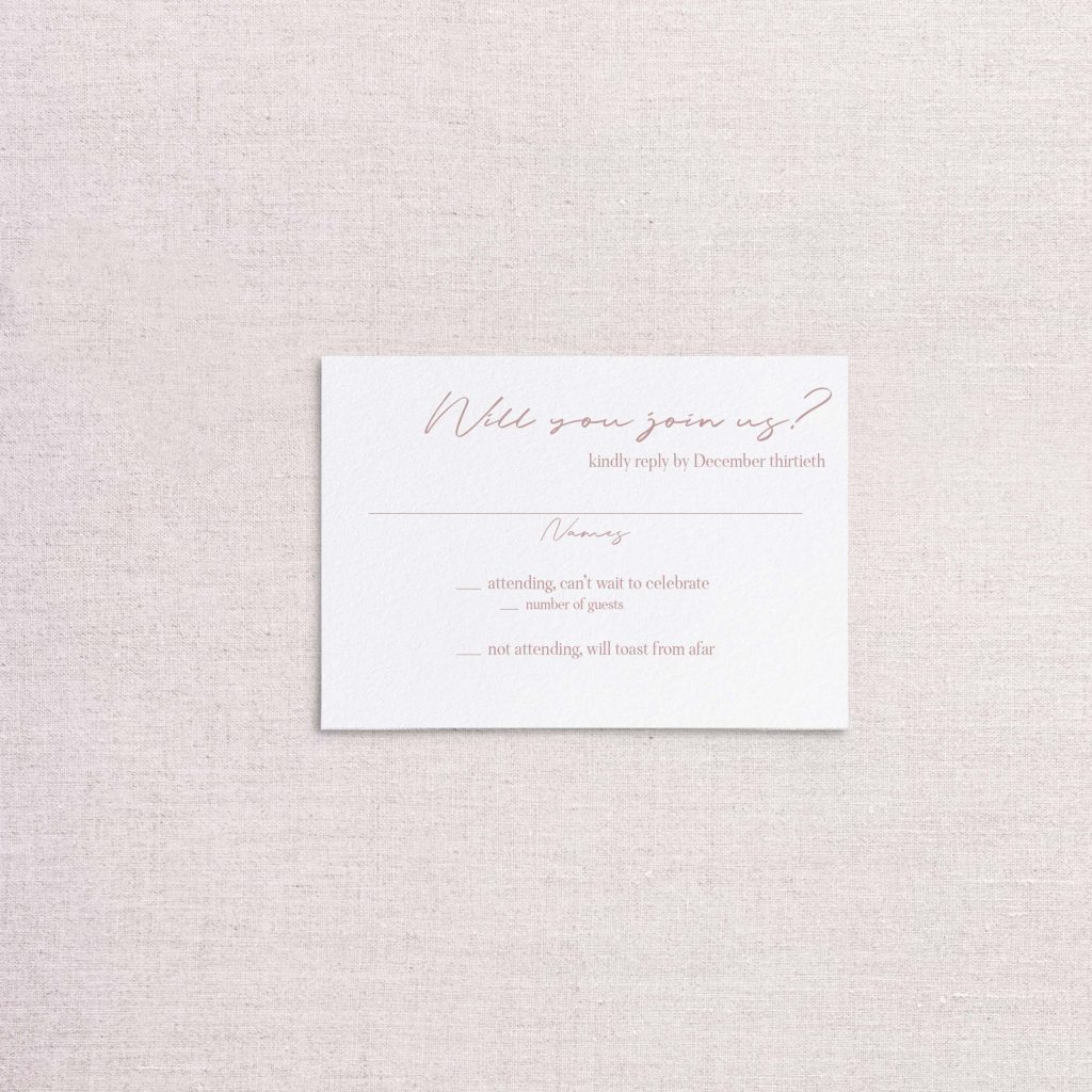 Modern simple minimalist wedding invitation rsvp card