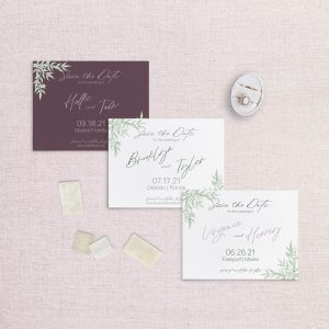 non-photo greenery save the dates