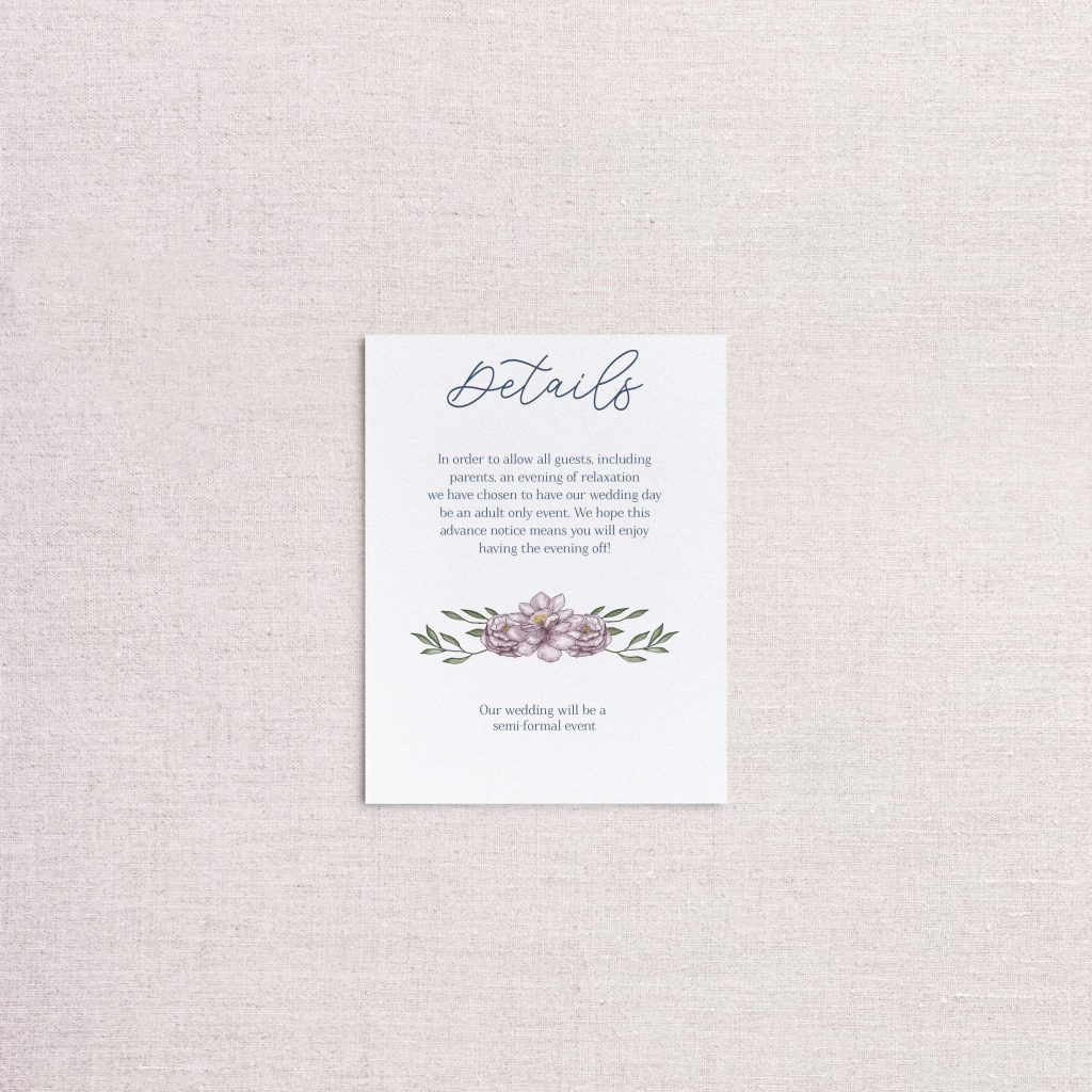 sketchy florals wedding invitations blue and pink detail