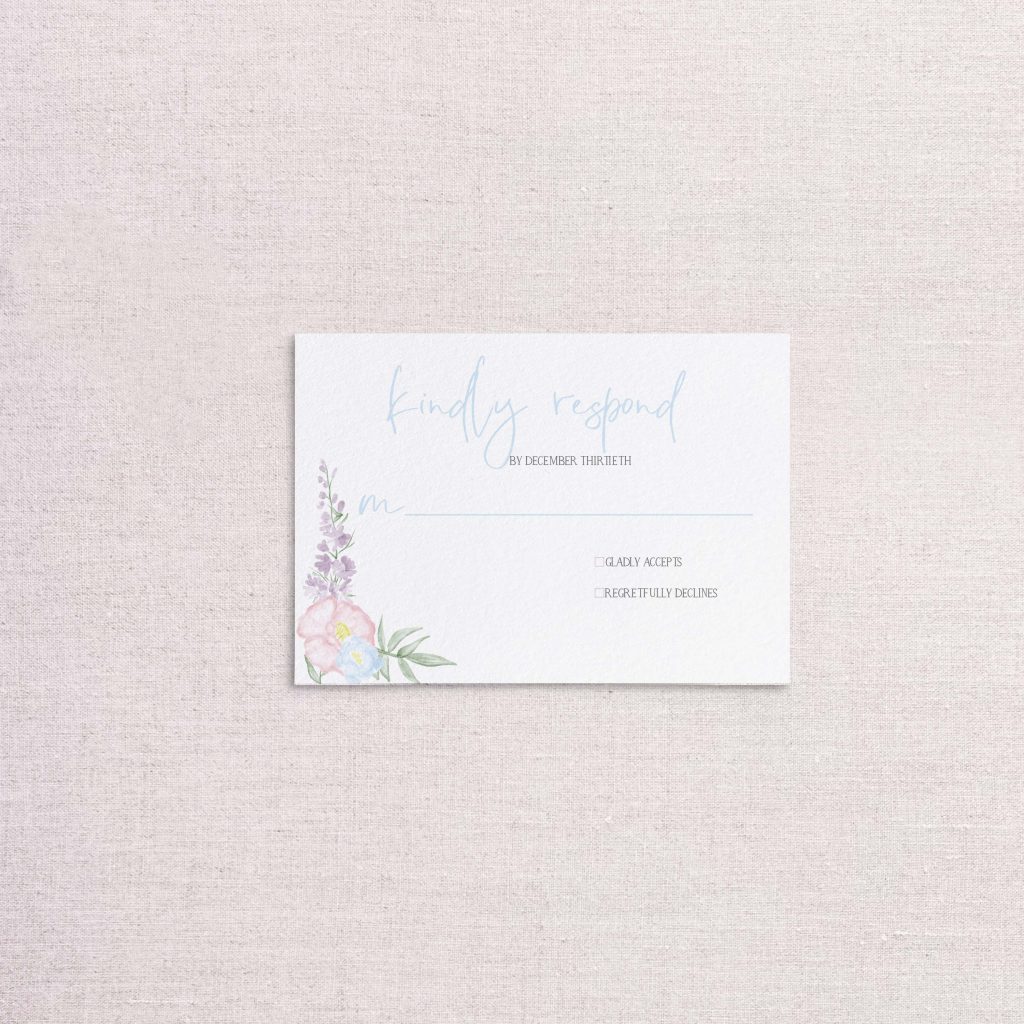 Watercolor Floral wreath pastel floral wedding invitations reply card rsvp