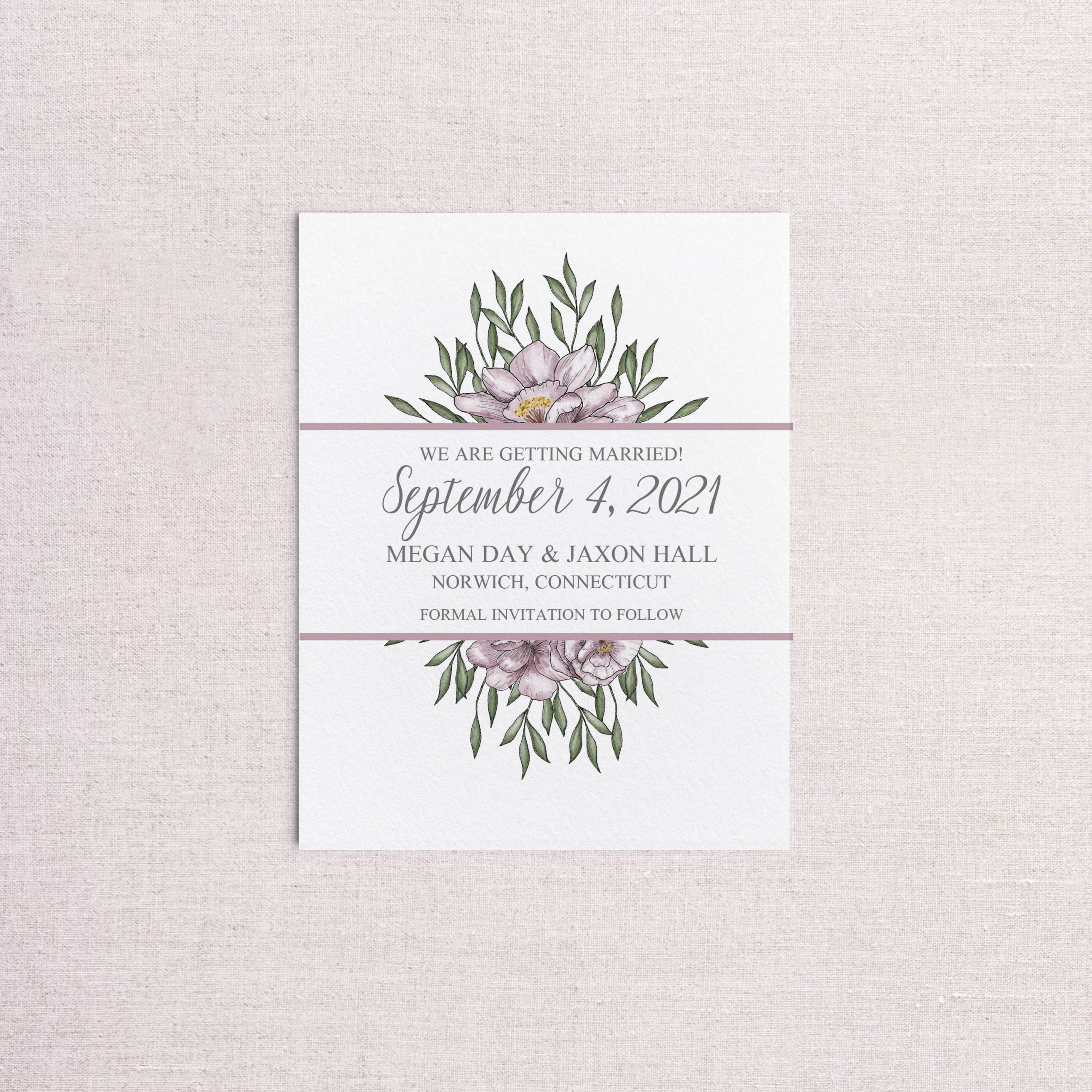 sketchy floral save the date non-photo