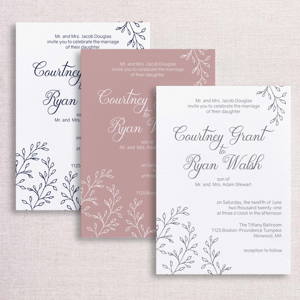 simple elegance wedding invitation letterpress sketchy detail