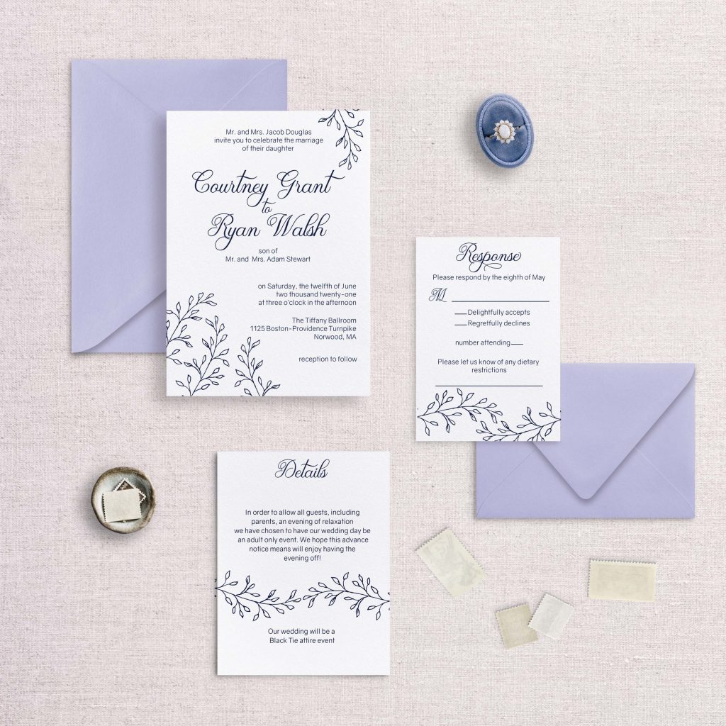 simple elegance wedding invitation letterpress sketchy detail 