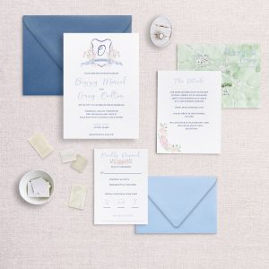watercolor wedding crest wedding invitations rsvp and detail card