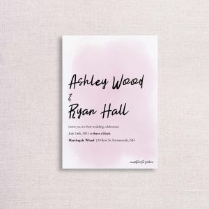 watercolor splash wedding invitation pink