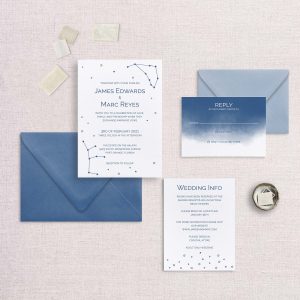 zodiac wedding invitations navy