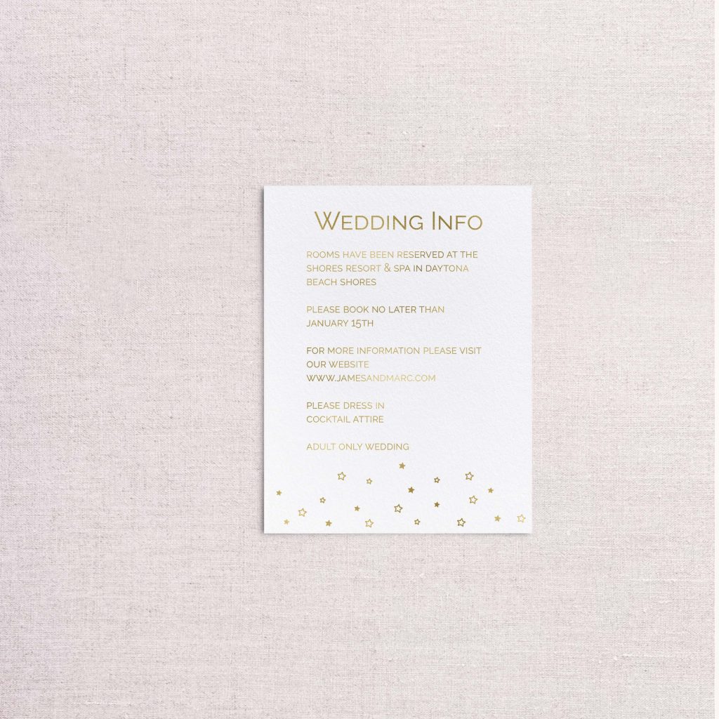 zodiac wedding invitations gold detail card