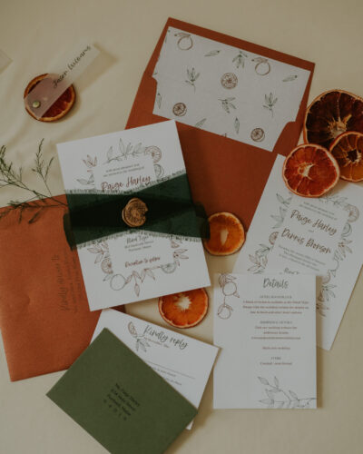 orange citrus sketch invitation