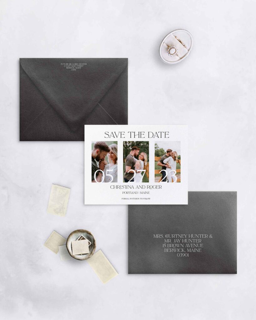 modern photo collage save the date