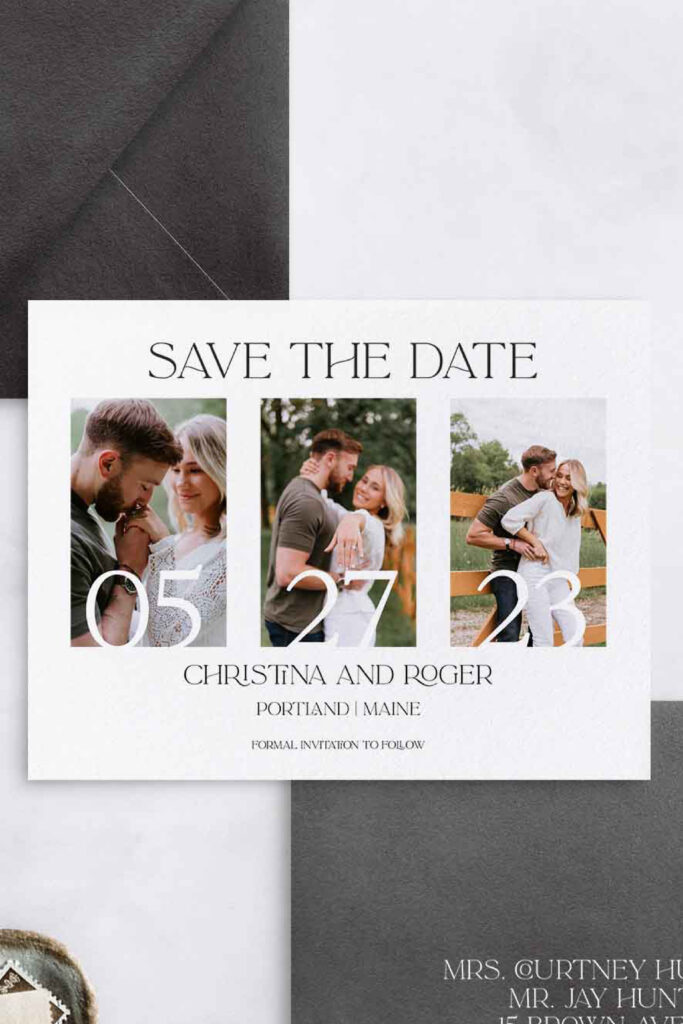 modern photo save the date with multi photos