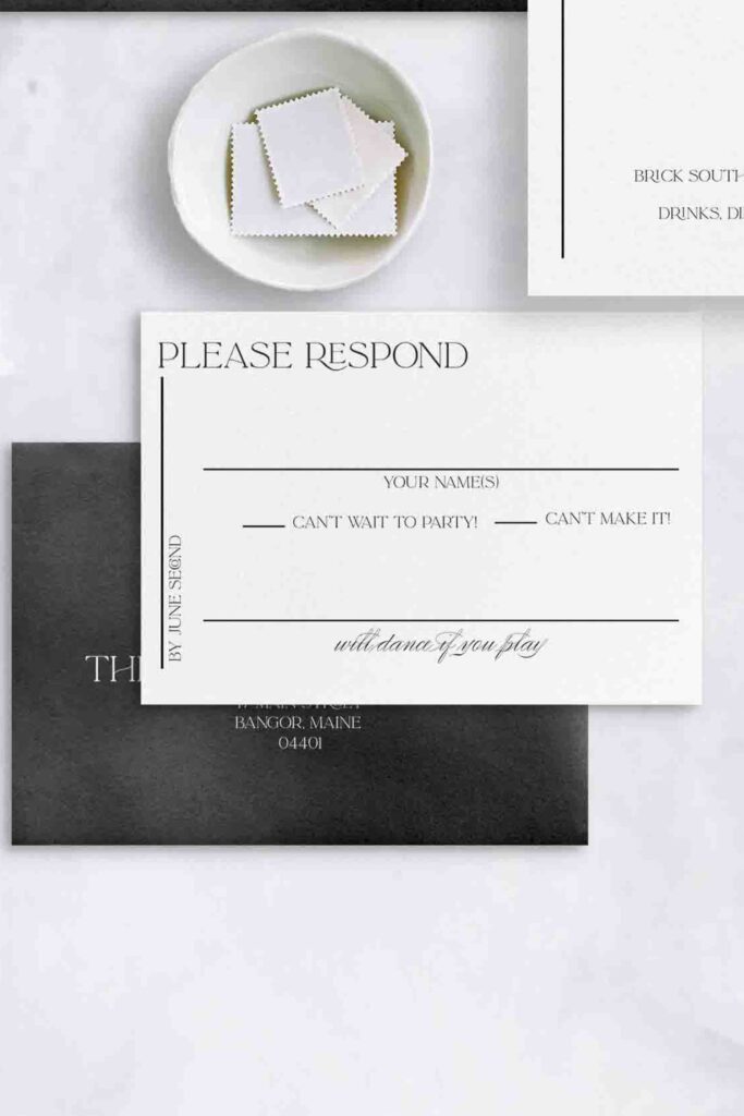 Modern industrial invitation with bold coloring and typography. 