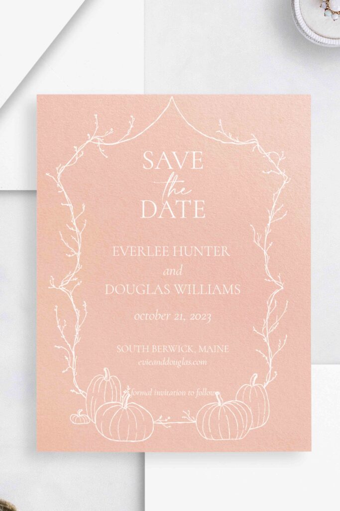 Pumpkin Fall terra-cotta, monogrammed Save The Date