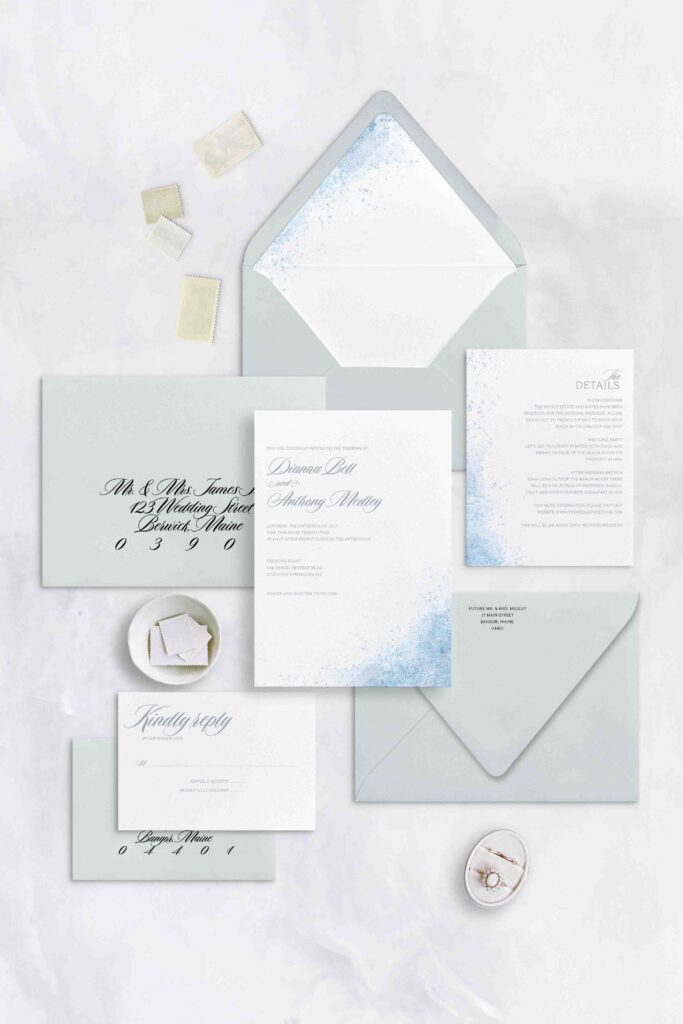 Blue Watercolor Beach Invitation Suite