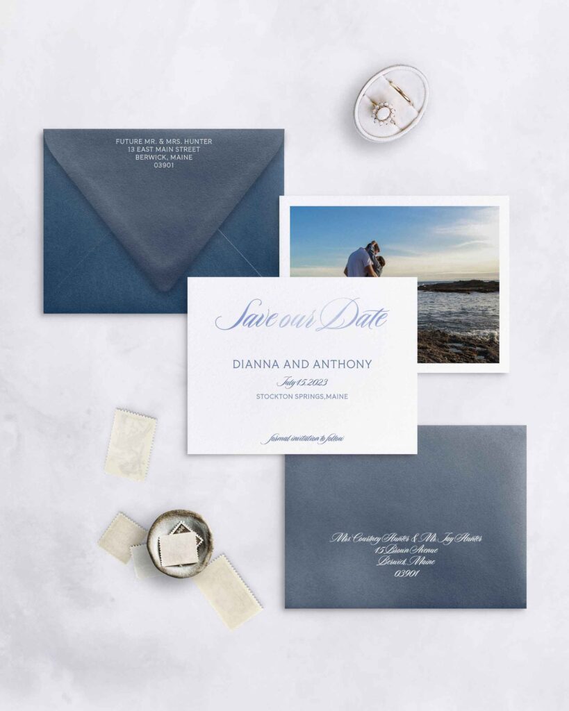 Blue, Clean, and simple Beach Watercolor Save The Date