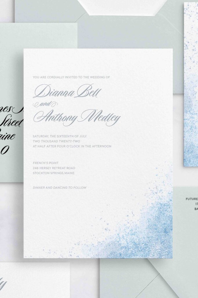 Blue Watercolor Beach Invitation Suite