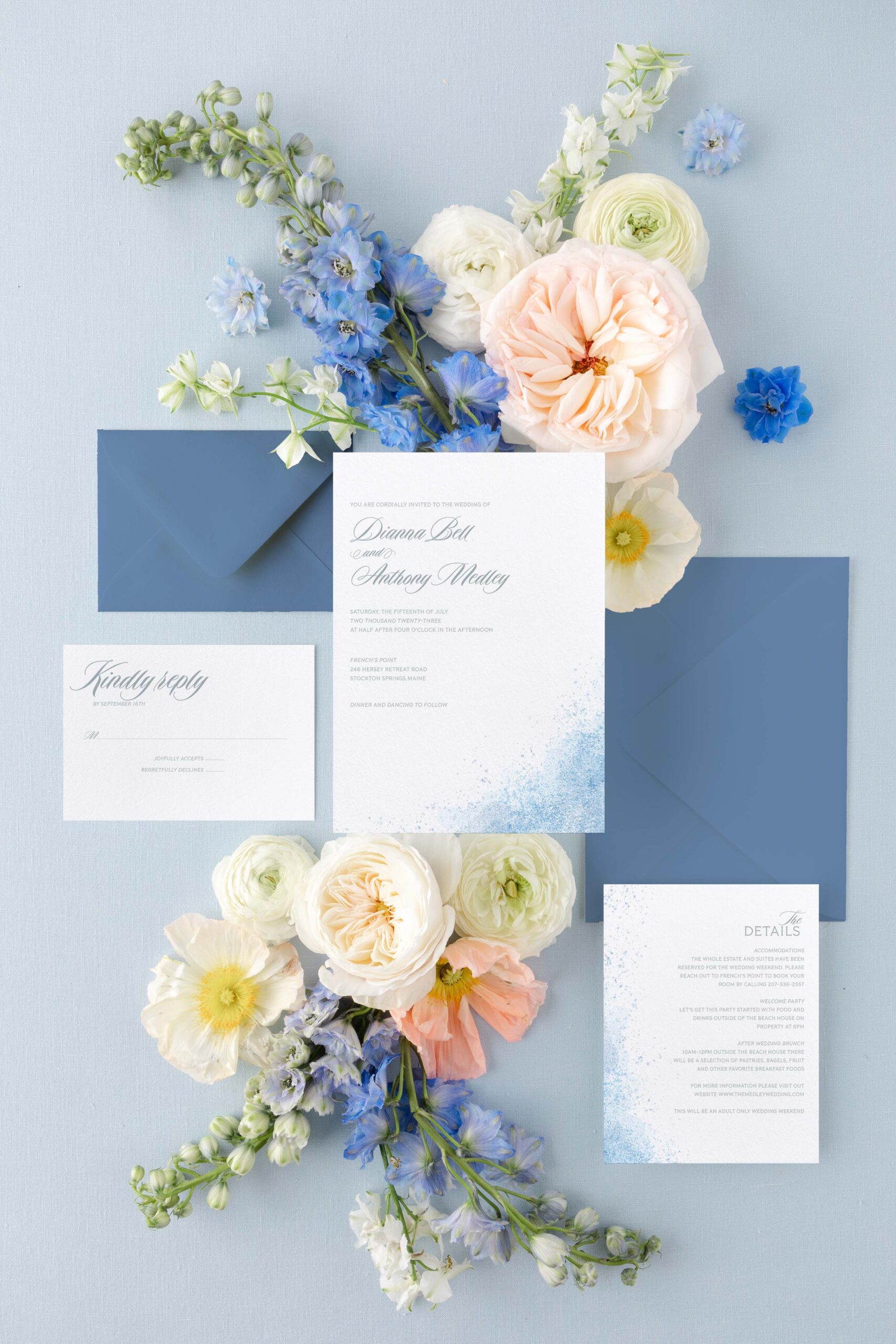 blue coastal watercolor wedding invitation